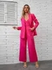 Женские брюки с двумя частями 2024 Весенний элегантный розовый красный костюм набор для бретелек без рукавов.
