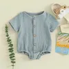 Rompers Baby Clothing Boys Bumps Curchs d'été pour les vêtements de nouveau-nés Bouton de couleur unie décontractée Coton H240507