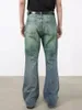 Herren Jeans Reddachic Retro Green Wash Bootcut Jeanshose für Männer Cleanfit Low Taille Distressed Whiskers Flare koreanische Y2k Streetwear