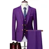 Costumes pour hommes Blazers Business Business 3 pièces SET / MENS BANQUE DE MELUME DE MELON