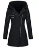 Trench Coats Fashion Mode à capuche à manches longues à manches longues 2024 Automne Black Zipper 5xl Velvet Femmes Vêtements