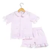 Pajamas 2024 SEERSUCKER 100% coton pur couture pour enfants pyjama ensemble pyjamas d'été décontracté pour les jeunes enfants pyjamas garçons bébé vêtements 2405