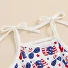 Rompers Independence Day Baby Girl Casual Spaghetti Stars Stars Princhonete Print Levespuit para roupas infantis H240507