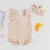 Rompers Neworn Fashion Toddler Baby Girl Одежда Solid Color Ruffle Umpasut Matter Summer без рукавов хлопковая одежда H240507