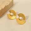 Stollenohrringe Anenjery 316L Edelstahl Imitation Perlen Fanshap für Frauen übertrieben Persönlichkeit Juwely Geschenk