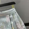 Юбка китайская национальная юбка для лошадей-лиц женщина 2024 весна и летняя жаккардовая вышивка с плиссированной высокой талией