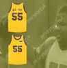 Custom nay mass jovens/crianças nipsey big nip 55 Jersey de basquete amarelo com martin patch top stitched s-6xl