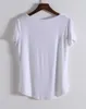 T-shirt féminin Hanorange Modal Pocket Summer Short Lort Loose Femme V-Col Couleur pure T-shirt Soft Black / Grey / White / Beige D240507