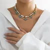 Ketens lacteo trendy gouden kleur onregelmatige ccb kralen ketting voor vrouwen imitatie parelster zeester vorm charme choker juwelen kraagfeest