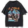 Męskie koszulki J Cole Graphic T-shirt Retro 90s Singer Hip Hop Extra duża letnia koszulka męska bawełna czarna koszulka 2405