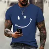 T-shirts masculinos Camiseta engraçada de camiseta sorridente no novo verão moda de verão tops simples 3d impressão solteira casual curto slve t camisetas t240505