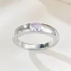 Cluster anneaux Solitaire Pink Moissanite Diamond Ring Real 925 Sterling Silver Party Band pour femmes Bijoux de fiançailles de fiançailles pour femmes