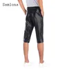 Shorts maschile samlona plus size faxu pu pelle punk tasche con cerniera in stile punk mezze pantaloni 2024 hip hop sexy estate