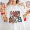 T-shirt feminina 4 de julho camisa da moda dos anos 90 Moda feminina Casual Pattern Pattern Clothing America Women Tee Short Sled impresso T-S D240507