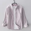 2024 Spring Pink Herren Casual Slim Fit Hemd 100% Baumwolle Oxford Langarmer Herren Retro -Kleid 240430