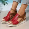 Casual schoenen 2024 Zomer mode -touw Wedge Peep Toe Beach Dames Sandalen Rubber zool Riem Vis Mond Flat