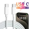 Cable de datos de teléfonos móviles USB C a Tipo C Carga rápida PD 60W Cable de cargador trenzado para iPhone 15 Android Samsung