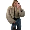 Kultowy tydzień mody ulicznej luksusowa marka Gardient przycięta sztuczna futra kobietę zima gorąca fajna dziewczyny puszysta krótka futro kurtka