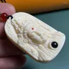 Colares pendentes de fruta marfim guanyin bodhisattva lente de projeção colar esculpido em buda