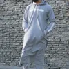 Heren Hoodies Mens Moslim Midden -Oosterse Islamitische Arabische kleding Vintage losse gestreepte lange mouw Passpatvakken Volledige lengte Hooded