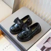 Sneakers Childrens shoes black girls leather new autumn 2023 bow princess Korean version versatile performance shoe trend H240507
