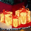 Decorazioni natalizie scatole regalo illuminate a led set da esterno di 3 plug-in