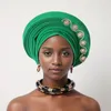 Abbigliamento etnico nigerian wedding gelhes africano headtie auto gele turbanti per donne aso oke tessuto copricapo musulmano testa femmina