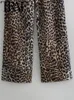 Pantalon féminin Gal 2024 Summer Leopard Imprimé Femmes Ligne élastique Élastique haute taille Pantalon pantalon en liberté Y2K