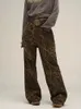Women's Jeans HOUZHOU Tan Leopard Women Denim Pants Female Oversize Wide Leg Trousers Streetwear Hip Hop Vintage Clothes Loose Casual