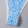 Les maillots de bain pour femmes lacets le petit bikini floral frais pour les femmes triangles bandage femelles de plage de plage Maillot de Bain Femme 2024