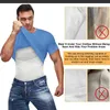 Compressie shirt voor mannen afslanke onderhirt body shaper tanktop gynomastica mouwloze shapewear vest mesh cross suit 3xl 240506