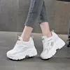 Casual schoenen 10 cm kant ademend lovert lovertjes echt lederen platform wig chunky sneaker high merk zomer bling dames freeship