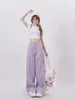 Jeans pour femmes Fashion Femmes 2024 Spring Clothes High Street Strap Design Lut Casual Hadies Straight-Leg Pants Elegant Y2K