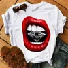 T-shirt pour femmes Maycaur Womens Lip Graphic T-shirt fash