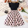 Bambini abiti casual per ragazze vestiti estate bambini dot dot stampare maniche nere aline eleganti 714y 240420