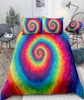 3 Stücke Hippie Regenbogen Krawattenfarbstoff bunte Mikrofaser Bettdecke Abdeckungsset Queen -Bett Set 3pcs Krawatte gefärbte Haustextilien Dropship5631161