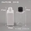 Lagerflaschen 200pcs klar quadratische leere kosmetische Verpackung Shampoo Flüssigseife mit Kunststoff weiß/schwarzer Schraubdeckel Haustier -Reiseflasche