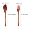 Dinnerware Sets 6 Pcs Wooden Spoon And Fork Two-piece Set With Long Handle Solid Portable Tableware Adults Home Accessories