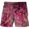 Short masculin plante de mode masculine 3d feuilles rouges fleurs imprimées / femmes streetwear harajuku style plage préférée l'été