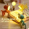 Lampes de table 6pcs mini Lumière de nuit pour les enfants mignon Petite lampe Deer Forme de lecture portable Voyage d'étude