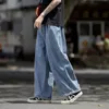 MAN JEANS Wide Leg Denim Cargo Jean broek los rechte baggy heren jeans hiphop streetwear skateboard neutrale denim broek 240506