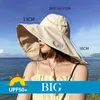 Brede rand UPF 50 Sun Hat Women Antiuv Protection Wandelvisser Cap Fold Summer Solid Beach 2023 Dubbelzijdige hoed 240430
