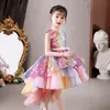 4-12 Girls Sequin Cake Dress Wedding Party Tail Elegant Princess Sleeveless Childrens Dress 240424