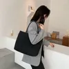 Einkaufstaschen Frauen Leinwand Tasche Großer wiederverwendbarer Lebensmittelkäufer schwarz weißer Stoff Schulter einfach Eco Handtasche Tasche für Mädchen