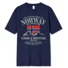 S Summer Norwegian Flag Fjord Mountain T-shirt Crazy Hip Hop Mens Mens T-shirt Cotton Crewneck Plus taille manches courtes Fun Mens T-shirt J240506