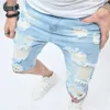Men's's Jeans Street Mens Beach Denim Shorts à la mode d'été Solid Slim Fit Hole Casual Mens Five Point Pantsl2405