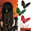 Crampes Y2K Gothic noir rouge chauve-souris Coiffe de cheveux pour femmes Lolita Personnalité Animal Clip Accessoires Coadles Cadeaux 2023 DRO DHOAR