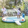 Outdoor Fountain Toys Sprinkler Splash Water Familie Interactieve honden opblaasbaar zwembad Spray Pad 240506