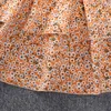 Девушки платья платья девочки 5-12 лет оранжево-цветочная эластичная одно плечо для корейского стиля повседневного отдыха принцесса