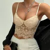 Женские танки Vemina Fashion Hollowing Mesh See Whip Through Dearl Decoration Уличный стиль